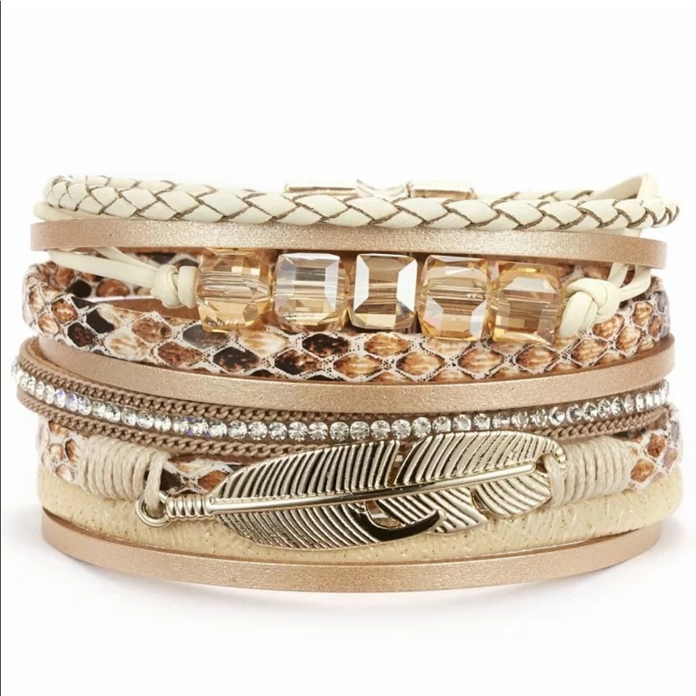 Leather Multilayer Bracelet with Magnetic Clasp